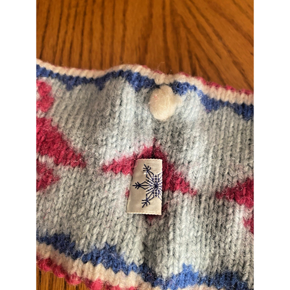 Vintage Sarita Wool Knitted Headband Flamingo Pattern Pink Blue White 80s Ski - Picture 6 of 10